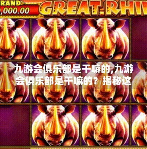 九游会俱乐部是干嘛的,九游会俱乐部是干嘛的？揭秘这个游戏圈隐藏组织的真实身份与价值